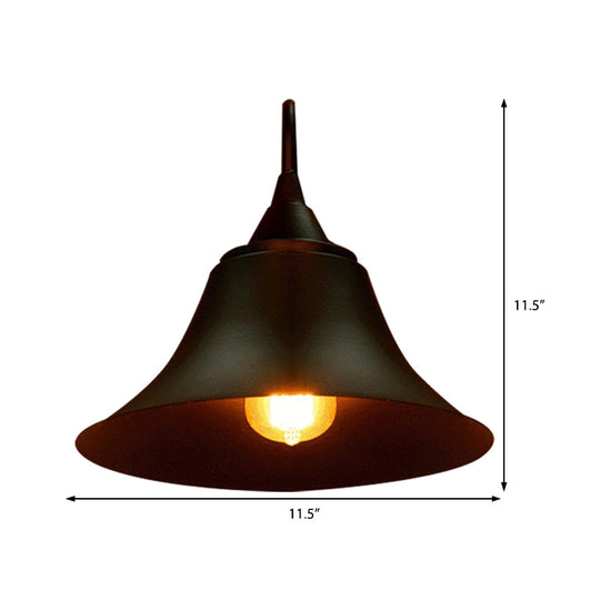 Black Metal Sconce Light: Cone Shade Wall Fixture For Bedroom Industrial Style With Single Bulb