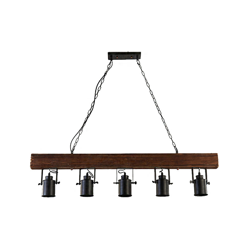 Industrial Black Metal Island Light Fixture - 5-Light Kitchen Hanging Lamp