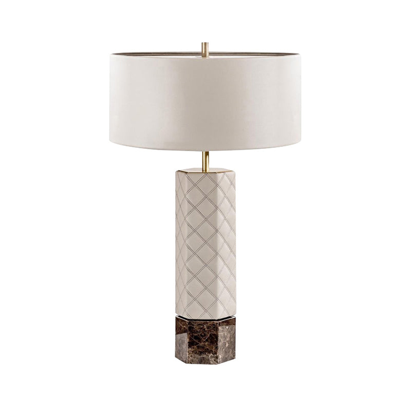 Modern White Bedroom Nightstand Lamp - 1 Head Task Lighting With Fabric Shade