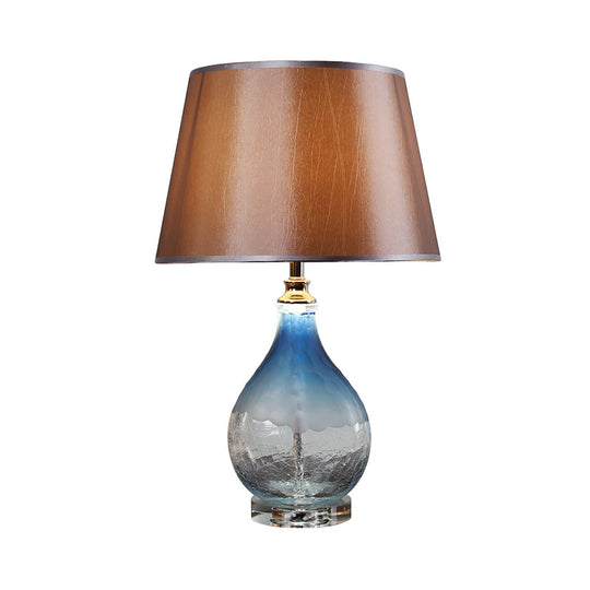 Conical Nightstand Lamp - Modernist Fabric Reading Light In Dark Coffee
