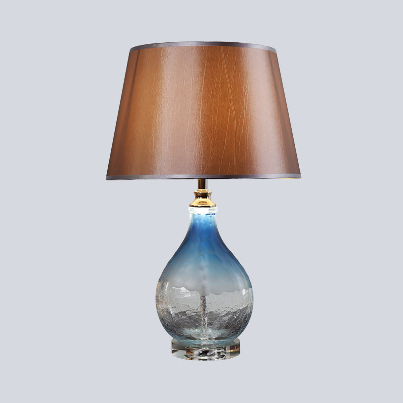 Conical Nightstand Lamp - Modernist Fabric Reading Light In Dark Coffee