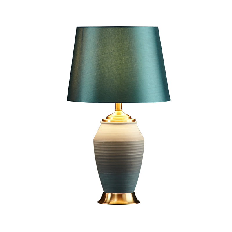 Contemporary Green Tapered Drum Table Lamp 13/14 Wide