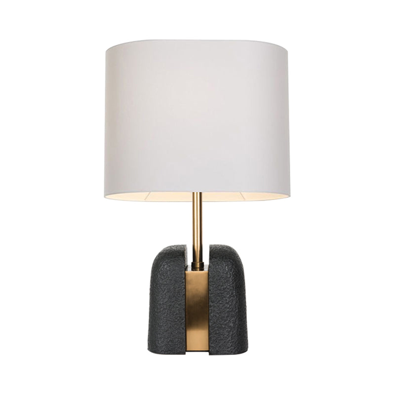 Modernist Black Oblong Bedside Lamp With Fabric Shade - Ideal For Reading And Nightstand