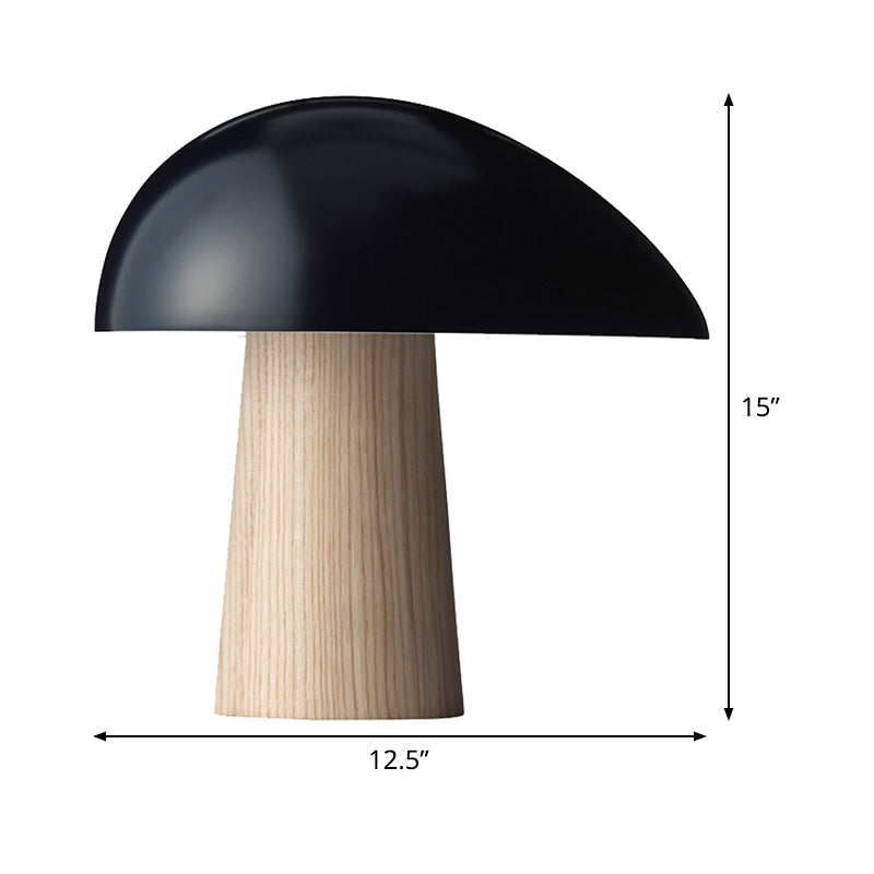 Contemporary Led Nightstand Lamp: Black Metal With Wood Base - Task Lighting