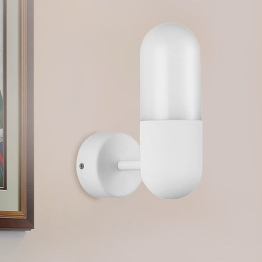 Postmodern Metal Wall Sconce Light: Capsule Design 1-Light Black/Gray/White Bedroom Décor