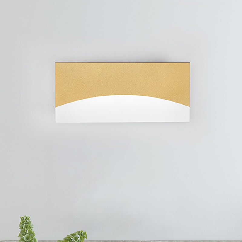 Contemporary Acrylic Wall Light Fixture Rectangular Bedside Sconce In White/Gold Warm/White
