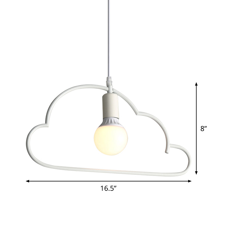 Modern Cloud Pendant Ceiling Lamp with Metal Finish - White, 1 Bulb