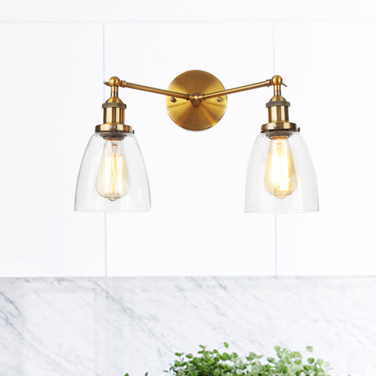 Modern Tapered Glass Wall Lamp - 2-Light Industrial Sconce Lighting In Black/Bronze/Brass Brass