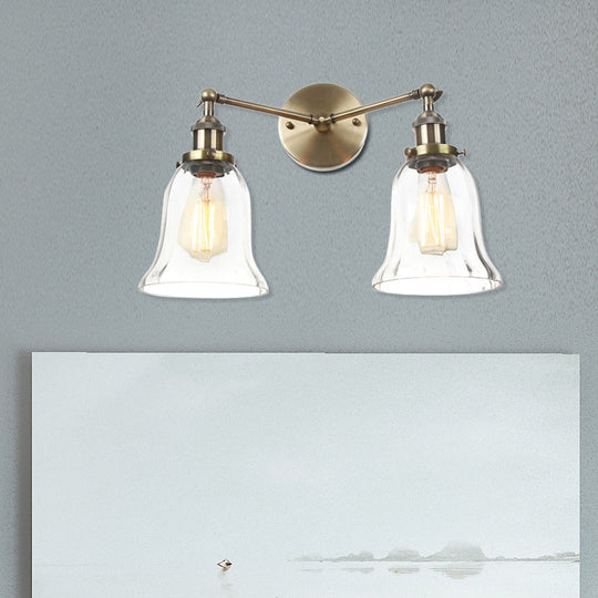Industrial Style 2-Light Wall Sconce With Clear Glass Shade Black/Chrome/Bronze Finish Bronze