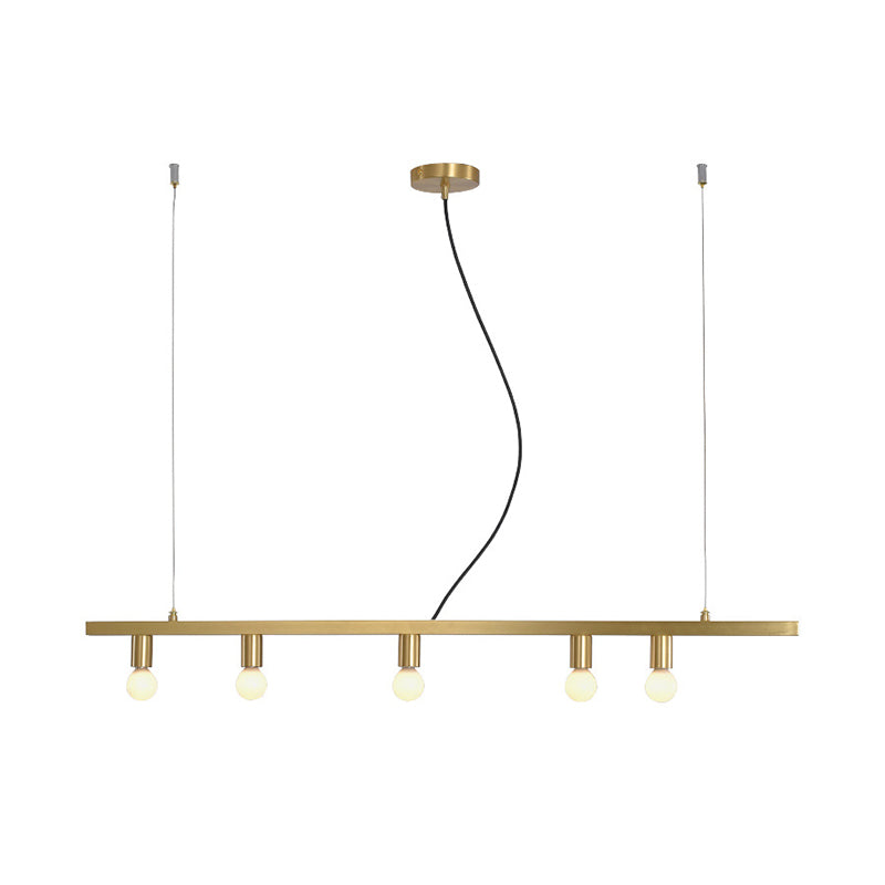 Postmodern Brass Linear Down Lighting Chandelier - Hanging Pendant for Dining Table