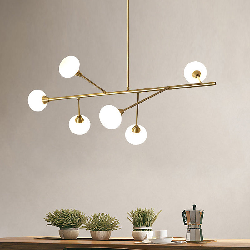 Simple Iron 6-Bulb Hanging Chandelier in Brass - Branch Pendant Light for Living Room