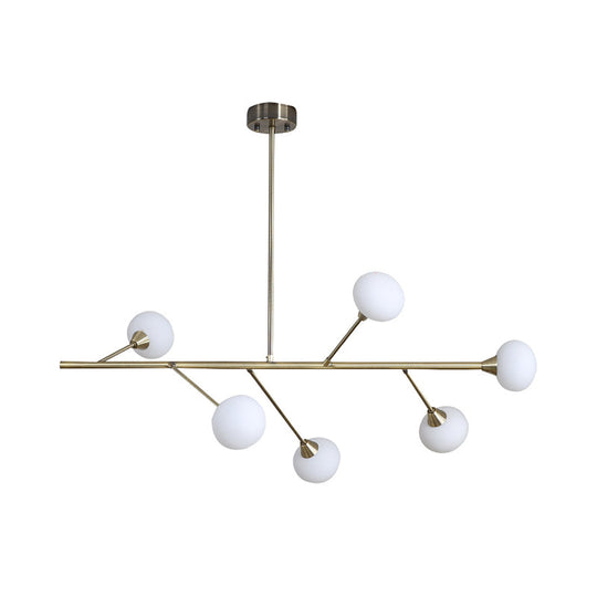 Simple Iron Branch Pendant Light Fixture - 6-Bulb Brass Chandelier For Living Room