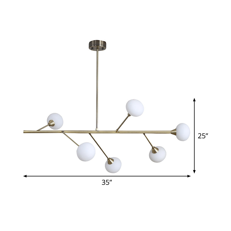 Simple Iron Branch Pendant Light Fixture - 6-Bulb Brass Chandelier For Living Room