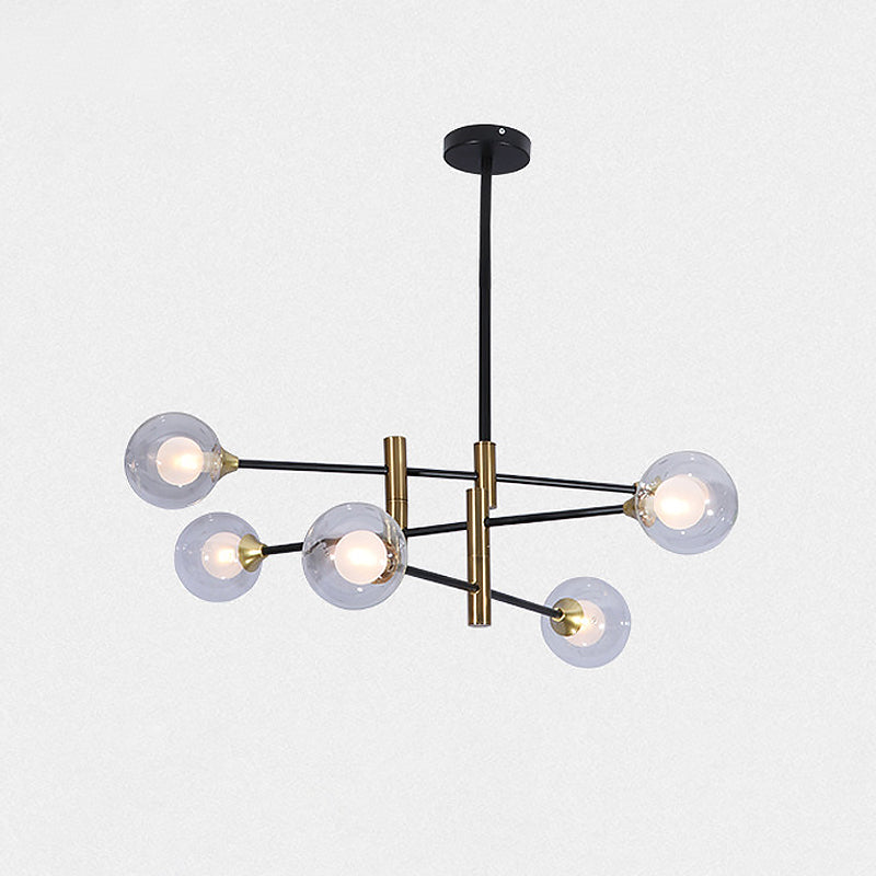 Contemporary Brass Pendant Chandelier With Clear Glass Shades - 6 Heads Bedroom/Home Lighting