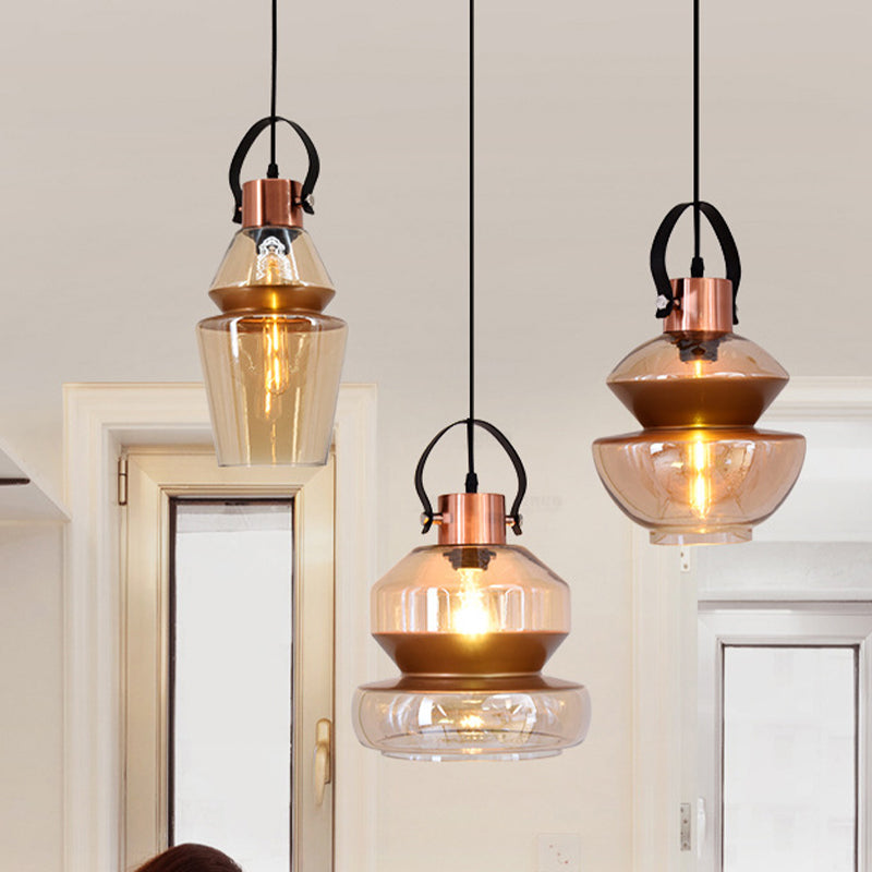 Modern Copper Urn Pendant Light Fixture With Clear Glass 1 Head 6.5/8/10 Wide / 6.5