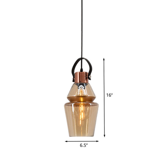 Luminaire suspendu en forme d'urne en cuivre - Lampe suspendue moderne en verre transparent à 1 tête - Différentes largeurs disponibles