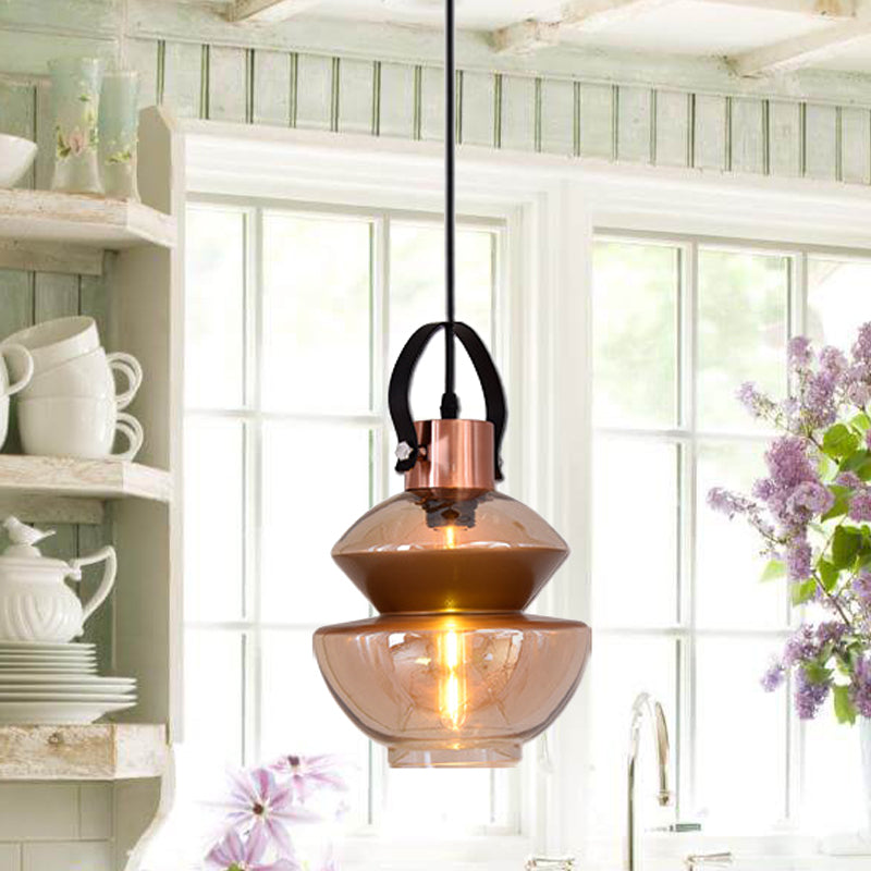 Modern Copper Urn Pendant Light Fixture With Clear Glass 1 Head 6.5/8/10 Wide / 8