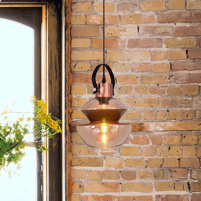 Modern Copper Urn Pendant Light Fixture With Clear Glass 1 Head 6.5/8/10 Wide