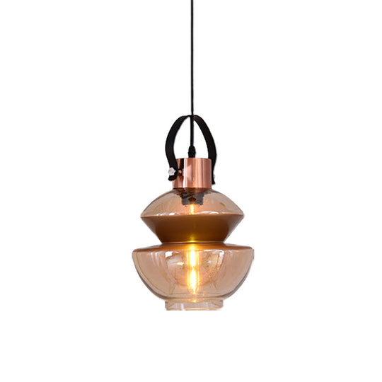 Modern Copper Urn Pendant Light Fixture With Clear Glass 1 Head 6.5/8/10 Wide