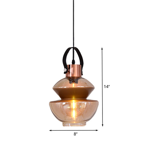 Luminaire suspendu en forme d'urne en cuivre - Lampe suspendue moderne en verre transparent à 1 tête - Différentes largeurs disponibles