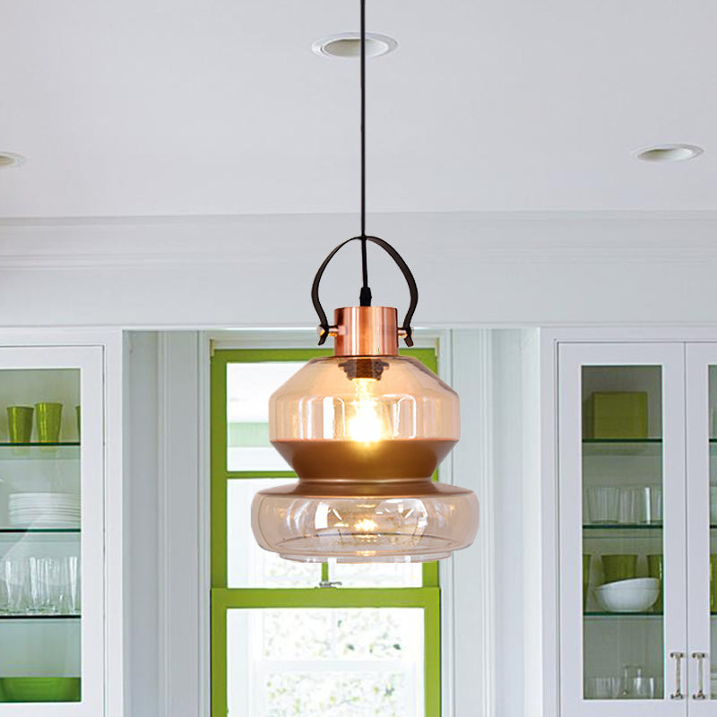 Modern Copper Urn Pendant Light Fixture With Clear Glass 1 Head 6.5/8/10 Wide / 10