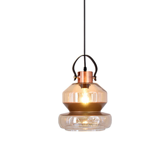 Modern Copper Urn Pendant Light Fixture With Clear Glass 1 Head 6.5/8/10 Wide