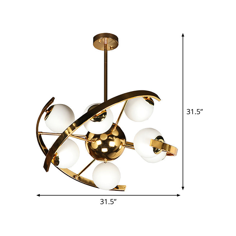 Modern Brass Metallic Sputnik Ceiling Chandelier - 9 Bulbs Hanging Light Kit for Living Room