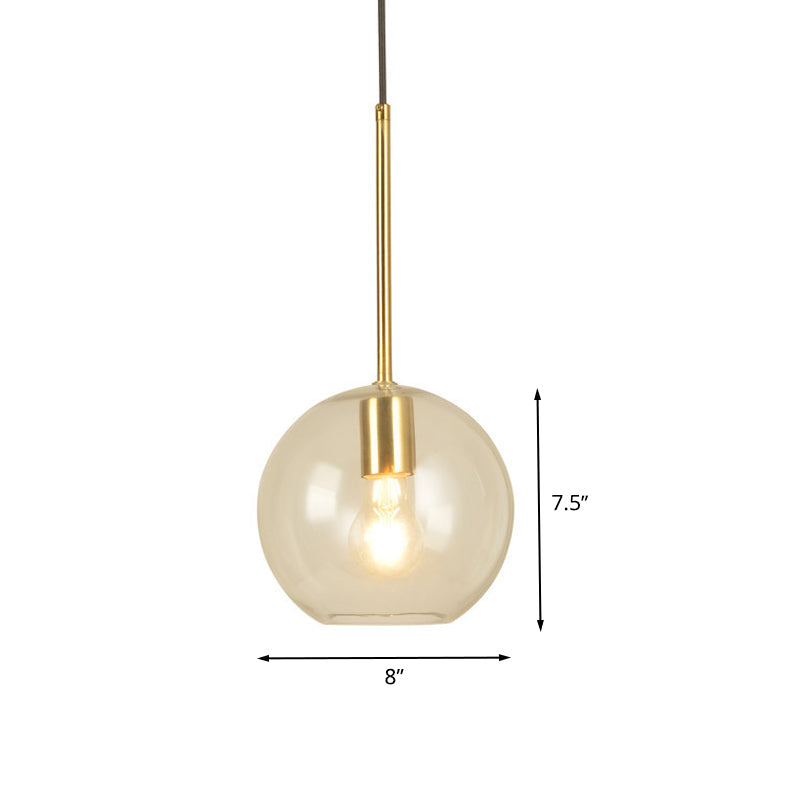 Modern Clear Glass Globe Pendant Light - Dining Room Hanging Lamp Kit (1 Head 8/12 Wide)