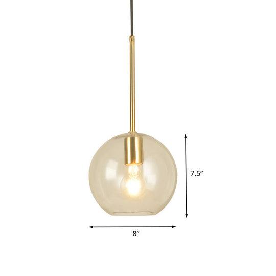 Modern Clear Glass Globe Pendant Light - Dining Room Hanging Lamp Kit (1 Head 8/12 Wide)