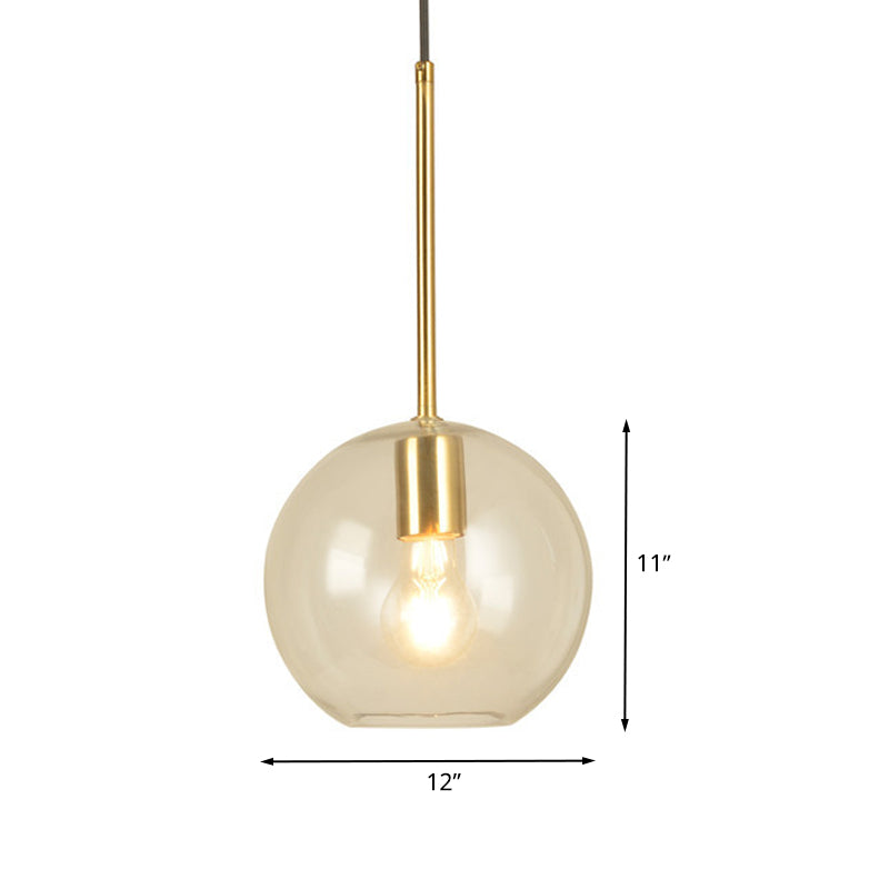 Modern Glass Globe Pendant Light - 1 Head, 8"/12" Wide - Stylish Dining Room Hanging Lamp Kit