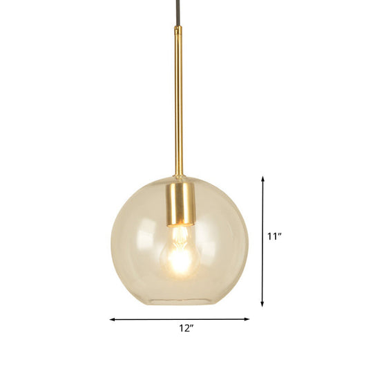 Modern Glass Globe Pendant Light - 1 Head, 8"/12" Wide - Stylish Dining Room Hanging Lamp Kit