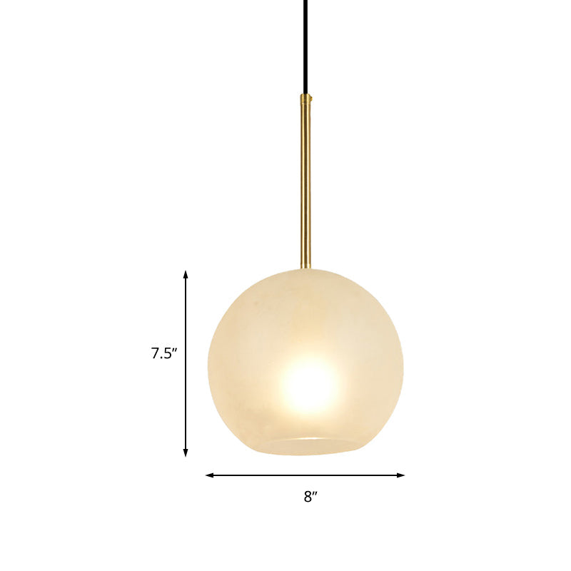 Minimalist White Glass Pendant Light - Brass Sphere Hanging Lamp Kit (1 Head 8/12 Wide)