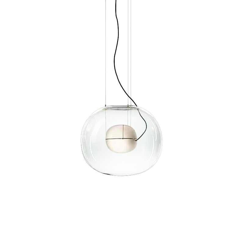 Modern Smoke Gray/Clear Glass Globe Pendant Light Fixture for Dining Room