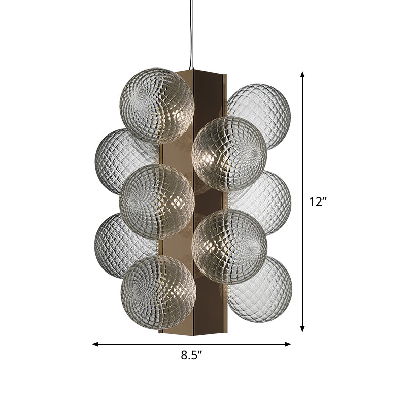 Modern Led Brass Chandelier With Bubble Clear Glass Shade - Bedside Pendant Light