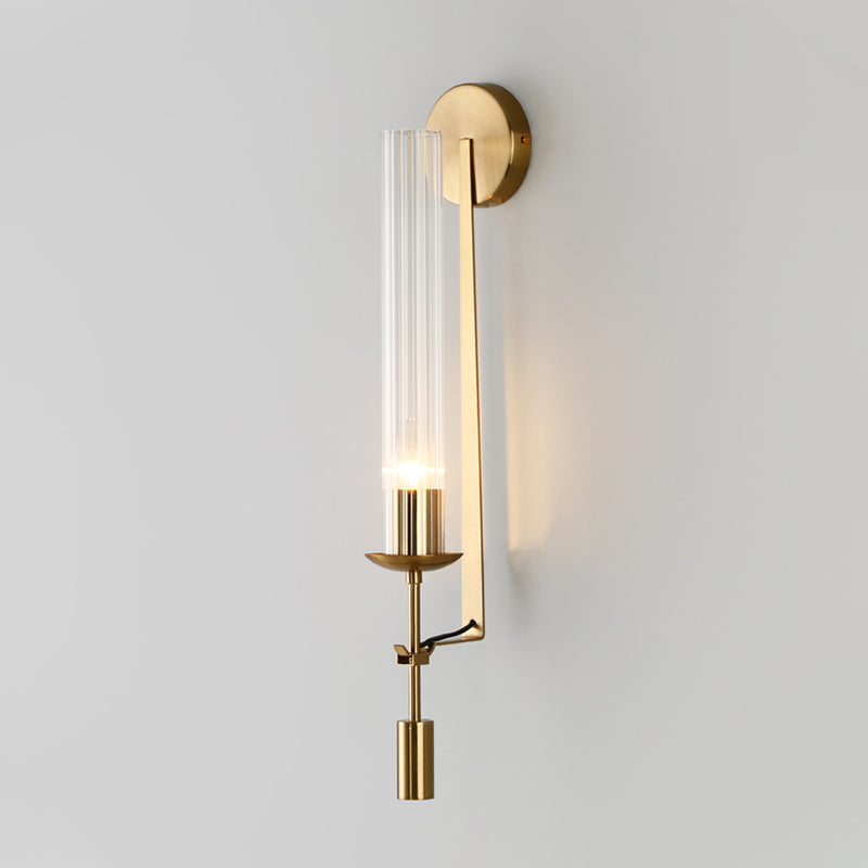 Gold Wall Sconce With Clear Glass Shade For Modern Bathroom