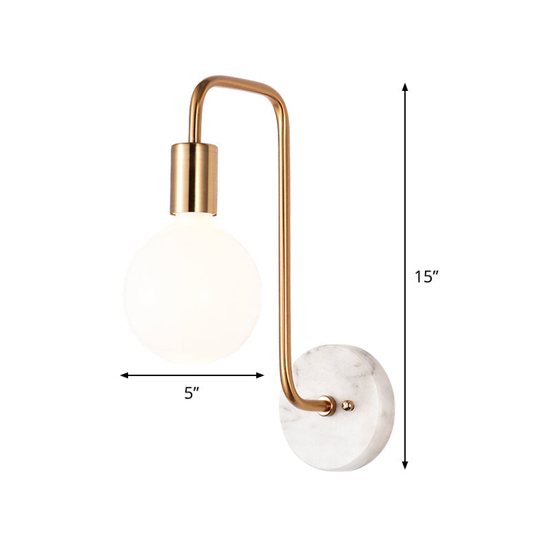 Modern Gold Sphere Sconce Light Fixture With Cream Glass Shade - Wall Mounted Lamp