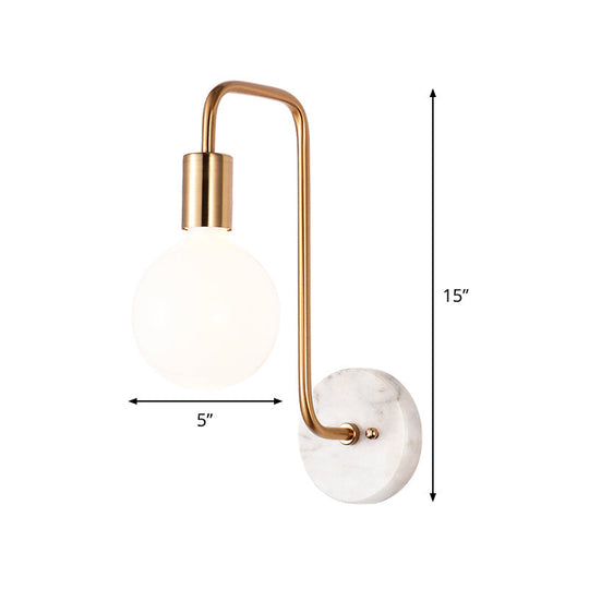 Modern Gold Sphere Sconce Light Fixture With Cream Glass Shade - Wall Mounted Lamp