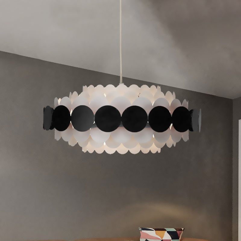 Contemporary LED Acrylic Oval Chandelier - Wide Black/Blue/Red Pendant Lamp