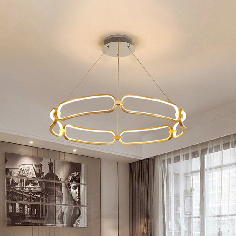 Modern Gold Metal Chandelier Bracelet Lamp With Led Ceiling Pendant Light In White/Warm - 1