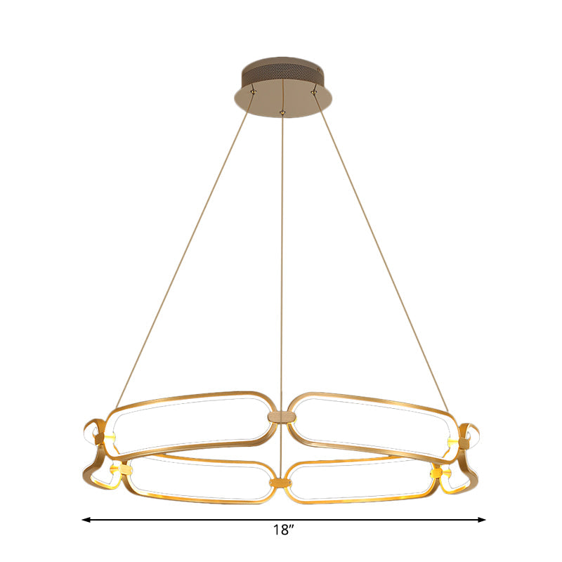 Modern Gold Metal Chandelier Bracelet Lamp With Led Ceiling Pendant Light In White/Warm - 1