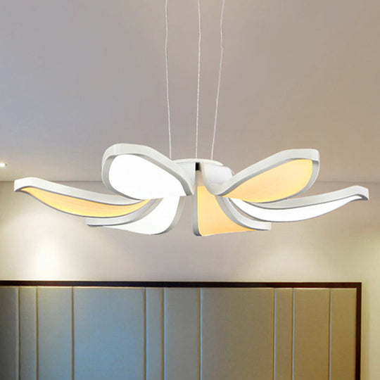 Contemporary Flower Shape Acrylic Chandelier - 6/8 White LED Lights - Hanging Ceiling Lamp in Multiple Light Variations