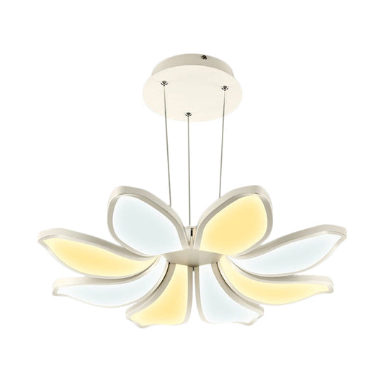 Contemporary Flower Shape Acrylic Chandelier - 6/8 White LED Lights - Hanging Ceiling Lamp in Multiple Light Variations