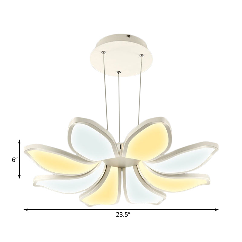 Contemporary Flower Shape Acrylic Chandelier - 6/8 White LED Lights - Hanging Ceiling Lamp in Multiple Light Variations