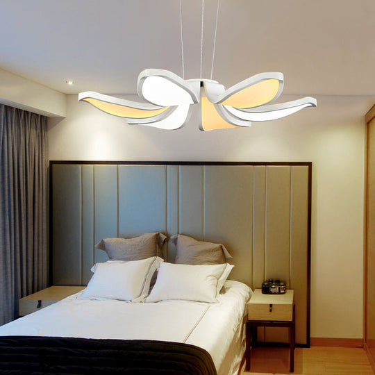 Contemporary Flower Shape Acrylic Chandelier - 6/8 White LED Lights - Hanging Ceiling Lamp in Multiple Light Variations