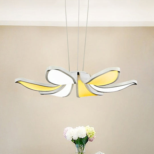 Contemporary Flower Shape Acrylic Chandelier - 6/8 White LED Lights - Hanging Ceiling Lamp in Multiple Light Variations