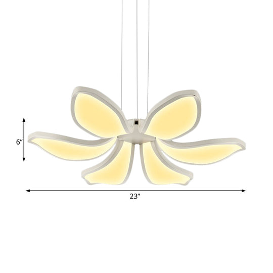 Contemporary Flower Shape Acrylic Chandelier - 6/8 White LED Lights - Hanging Ceiling Lamp in Multiple Light Variations