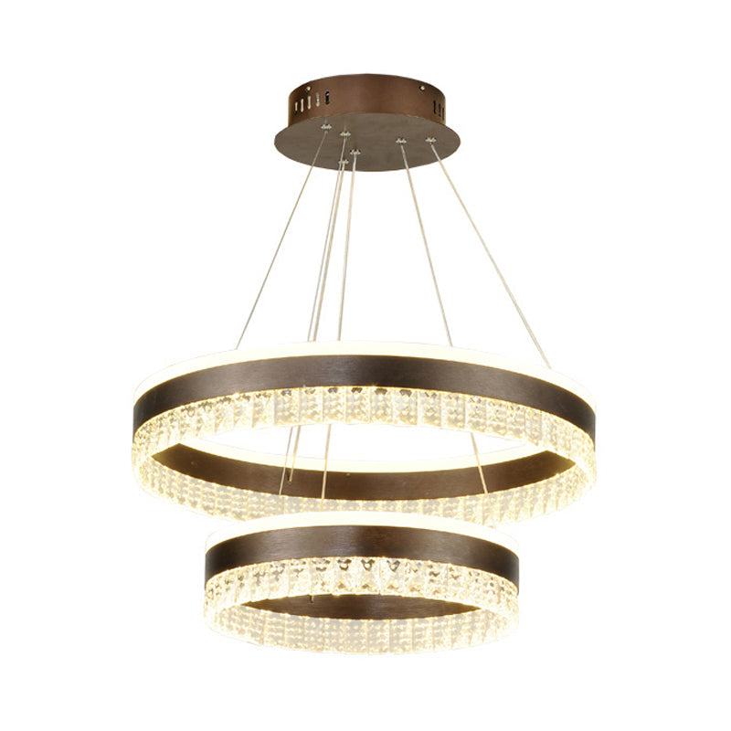 Contemporary Crystal Pendant Chandelier - 1/2/3 Lights - LED - White/Warm/Natural Light - Brown