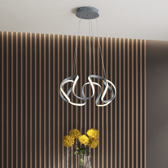 Modern Grey Dining Room Chandelier: 3/5/6 Lights With Wave Acrylic Shade Ceiling Pendant Light In
