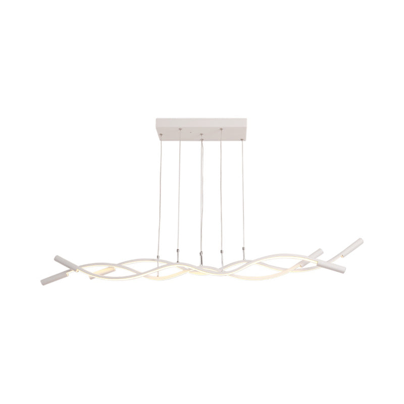 Modern White/Black Linear Chandelier with 3 Lights, Acrylic LED Ceiling Lamp in White/Warm Light