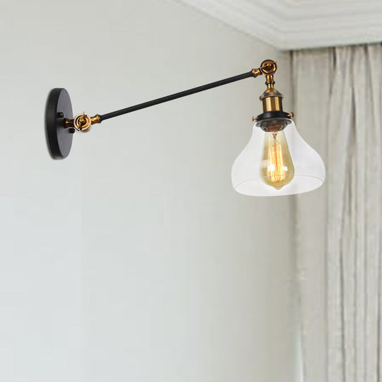 Farmhouse Indoor Sconce With Clear Glass Shade And Adjustable Arm Length